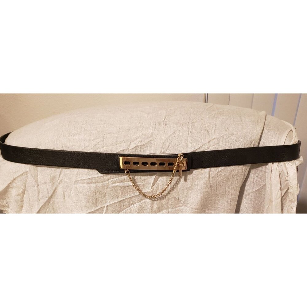 Asos Curve Classic Black Belt with Unique Bar/Loop Closure Sz 20/22 EUC